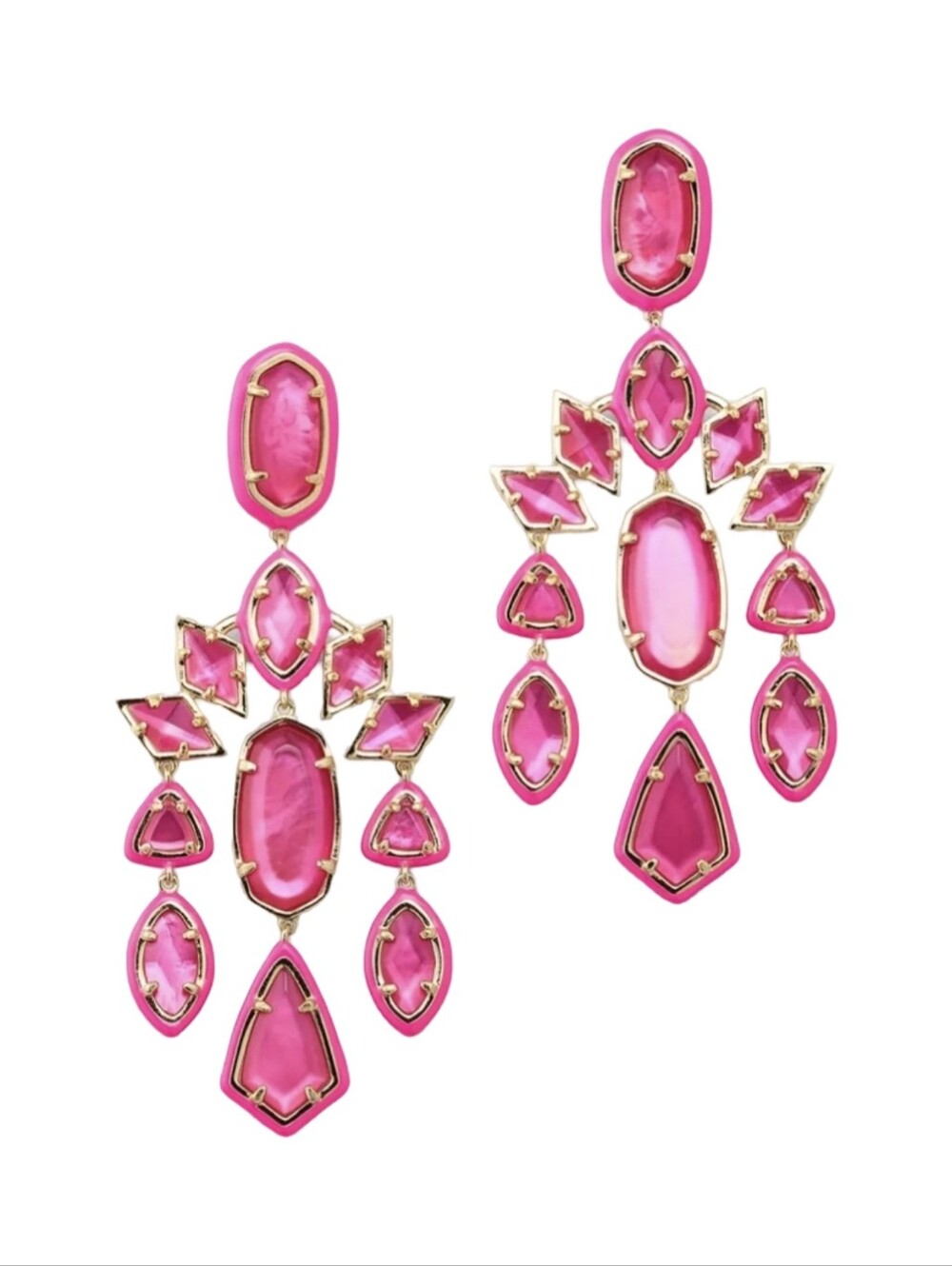 Kendra Scott Gretta Pink Statement Chandelier Earrings New - Picture 2 of 8